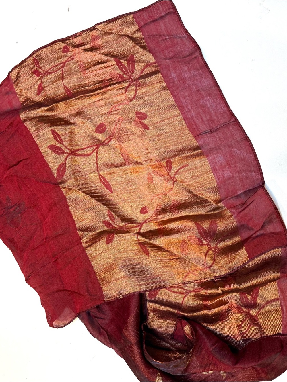 Elegant Red and Gold Floral Women's Scarf